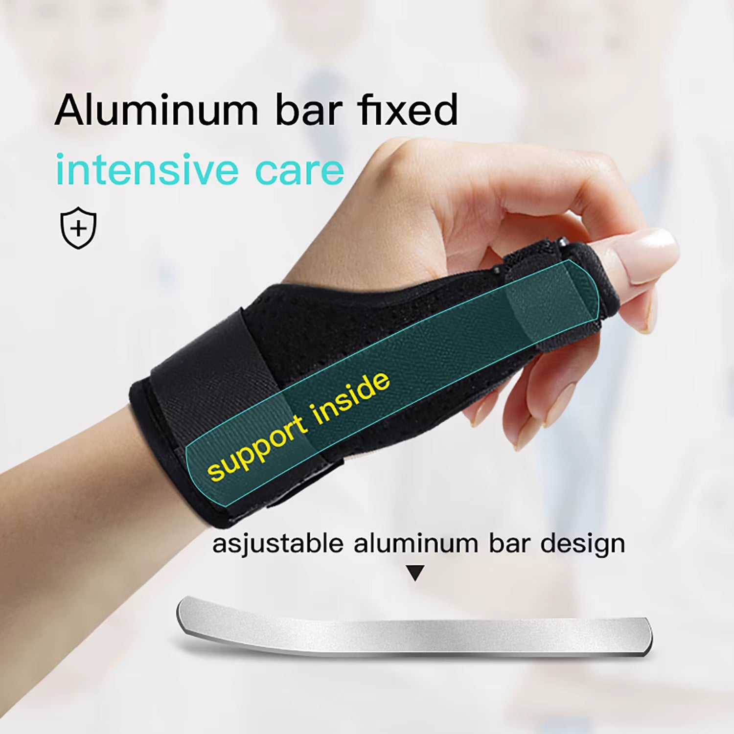 Orthèse Médicale Poignet-Pouce – Attelle de Maintien avec Gouttière en Acier pour Arthrose et Canal Carpien