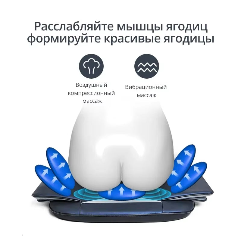 Thai Luxury Open-Back Chair Cushion, Air Compression Shiatsu Mat, Vibration Massage Mat, Full Body Acupressure Massager for Home