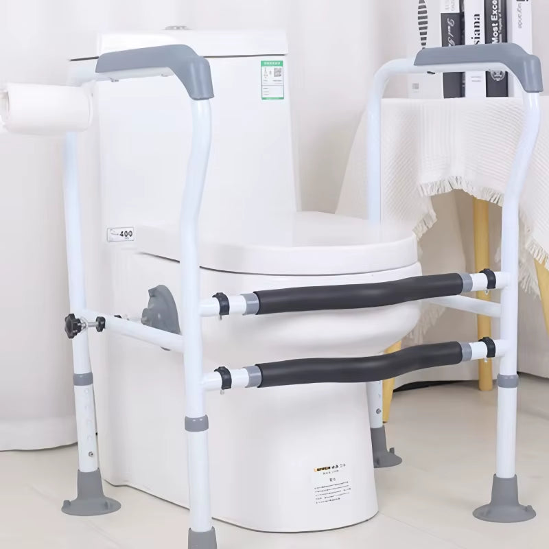 Adjustable Toilet Safety Rail for Elderly Pregnant Disabled Non-Slip Bathroom Handrail with Suction Cups Anti-Fall Assist Frame