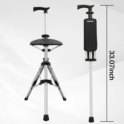 Portable Folding Walking Cane with a Seat, Alloy Cane Walker, Elder Care, Anti-Slip Lightweight Seated Cane for Seniors