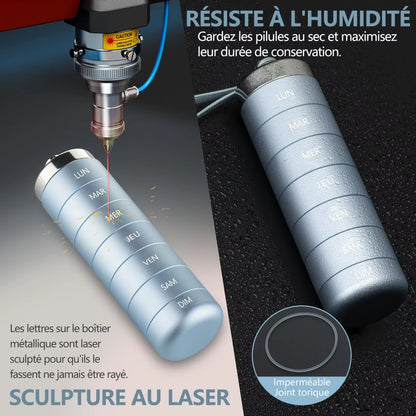 Pilulier Métal Premium 7 Jours – Étanche, Compact et Fiable