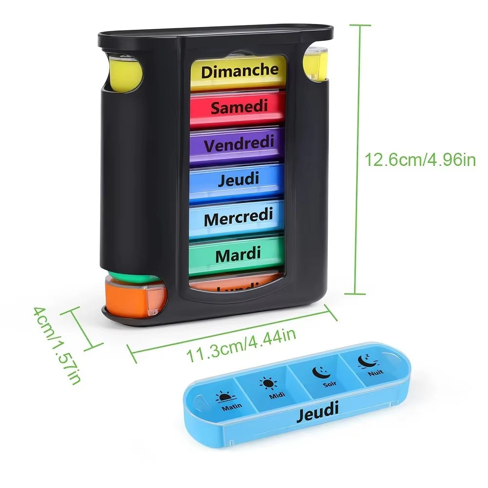 Pilulier Hebdomadaire 4 Compartiments – Matin, Midi, Soir, Nuit