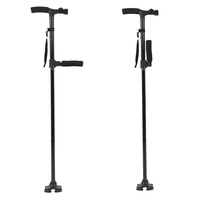 Telescopic Collapsible Cane with LED Light Folding Trusty Walking Cane for Elder Parents Camping Hiking Walking Trekking Stick