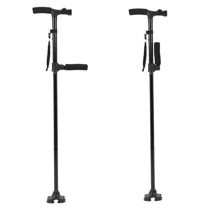 Telescopic Collapsible Cane with LED Light Folding Trusty Walking Cane for Elder Parents Camping Hiking Walking Trekking Stick