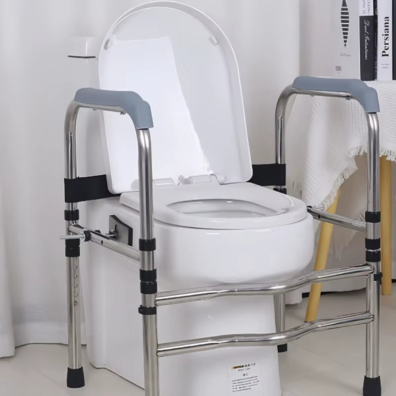 Adjustable Toilet Safety Rail for Elderly Pregnant Disabled Non-Slip Bathroom Handrail with Suction Cups Anti-Fall Assist Frame