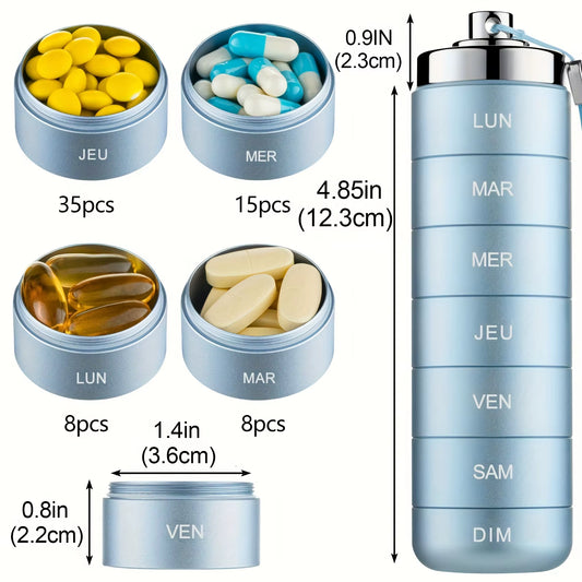 Pilulier Métal Premium 7 Jours – Étanche, Compact et Fiable