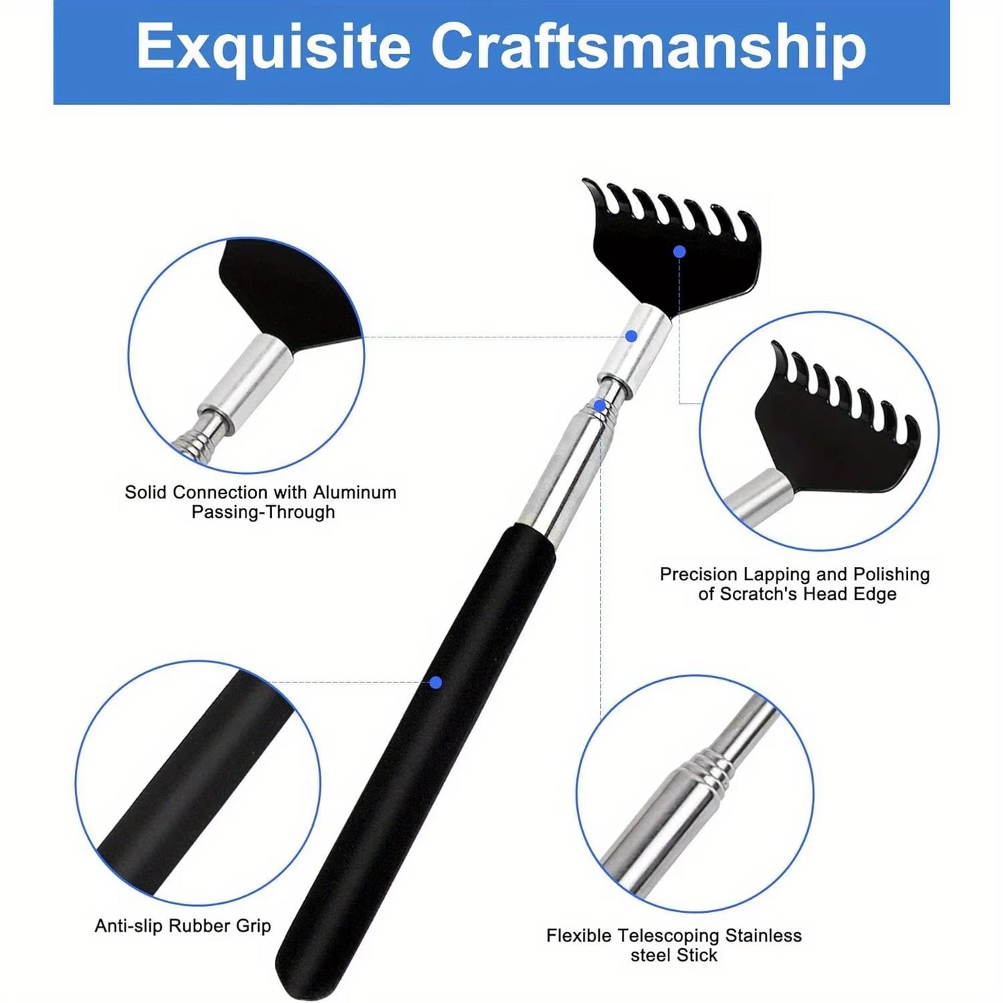 1PCS Adjustable Back Scratcher Steel Back Massage Telescopic anti Itch Claw Massager Back Massage for Elder Tickle Massage Stick