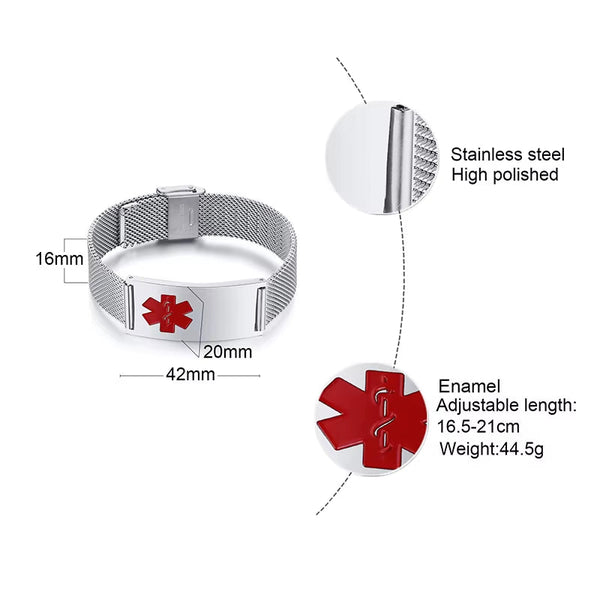 Bracelet Identification Médicale Inox Résistant